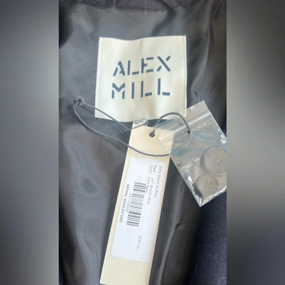 Alex Mill SoHo Blazer Men Sz XL Navy Blue One Button Pocket Wool Blend Lined NWT